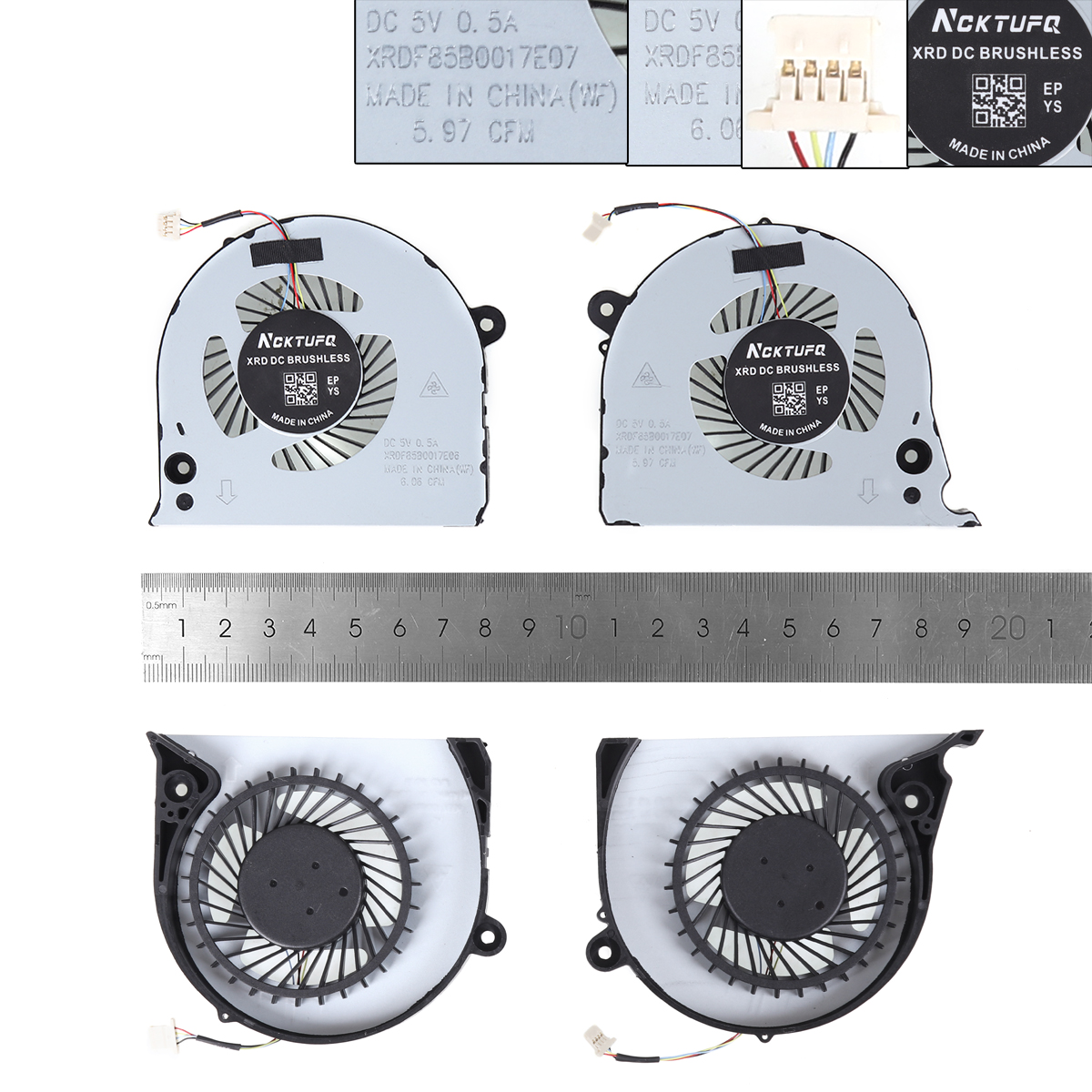 Picture of New Replacement CPU Cooling Fan For DELL lnspiron 15-7577 G5- 5587 G7-7588 P72F （L+R，High copy，Version 2） 0X73F9 X73F9 Layout